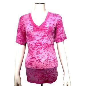Alternative Soft Sheer Short Sleeve T Shirt Tie Dye Pink V Neck Size Med Cotton